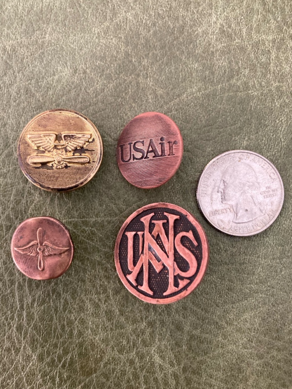 Mixed Vintage Aviation & U.S. Navy Uniform Button Lot – USAir, Winged Propeller,